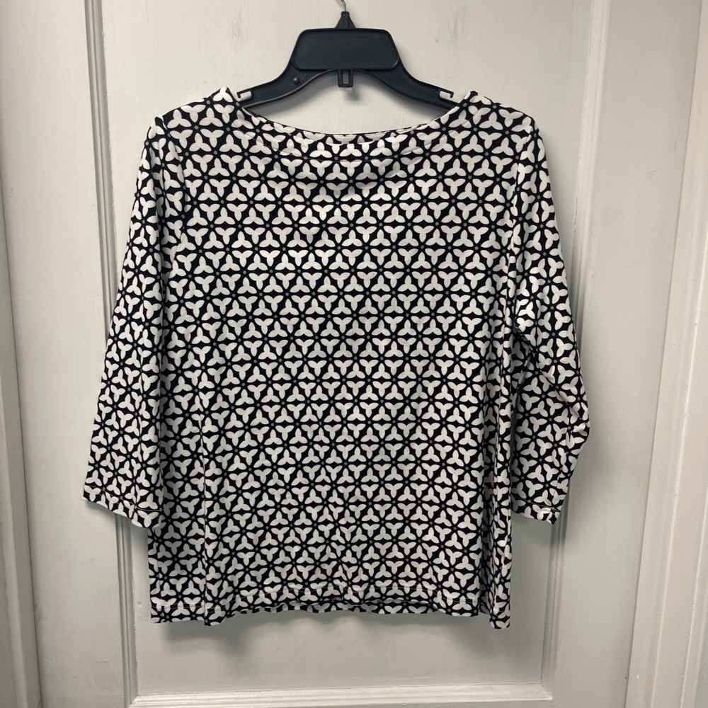Croft And Barrow Womens Large Top Black And White 100 % Cotton